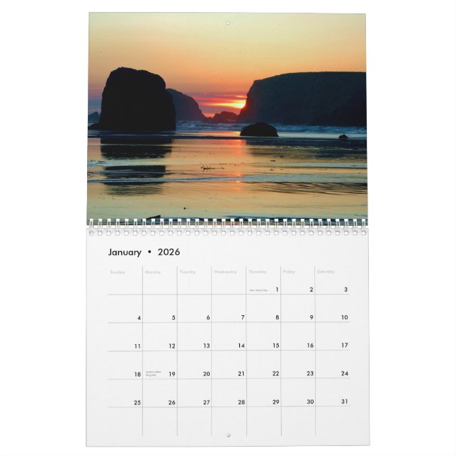 Oregon-Sonnenuntergänge Kalender (Jan 2026)