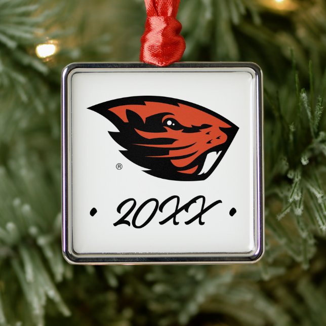 Oregon Staat Beavers | Biberkopf Ornament Aus Metall (Baum)