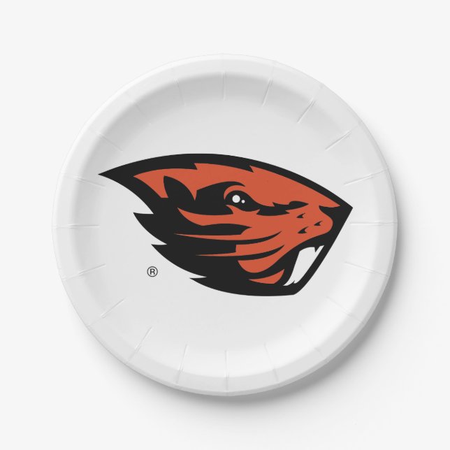 Oregon Staat Beavers | Biberkopf Pappteller (Vorderseite)