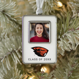 Oregon Staat Beavers   Biberkopf Rahmen-Ornament Silber