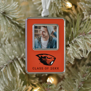 Oregon Staat Beavers   Biberkopf Rahmen-Ornament Silber