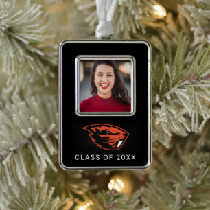 Oregon Staat Beavers   Biberkopf Rahmen-Ornament Silber