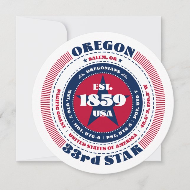 Oregon Staat Circular Typografy Flat Card (Vorderseite)