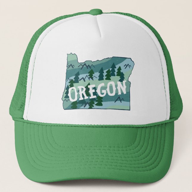 Oregon Staat Karte Beschreibung Truckerkappe (Vorderseite)