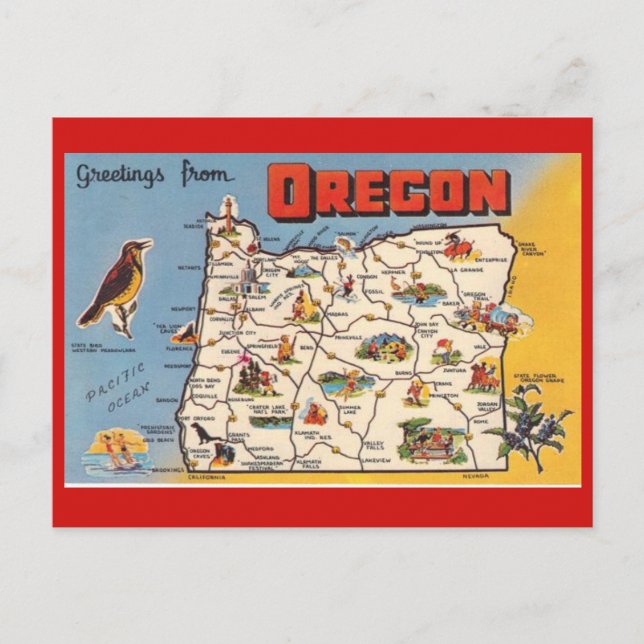 Oregon Staat Karte Postkarte (Vorderseite)