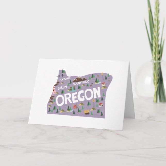 Oregon Staat Sehenswürdigkeiten Notecards Dankeskarte (Vorderseite)