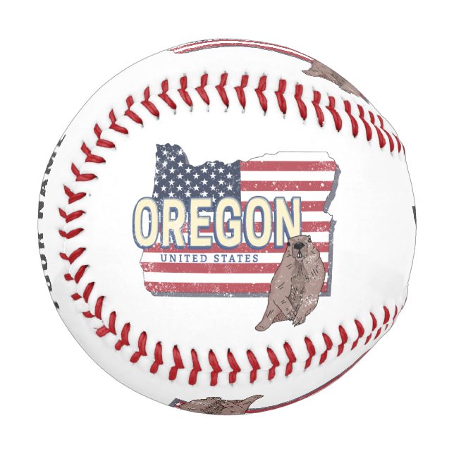 Oregon Staat United Staaten Retro Map USA Souvenir Baseball (Vorderseite Links)