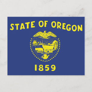 Oregon Staatsflagge mit zweiseitiger Siegel und Pi Postkarte