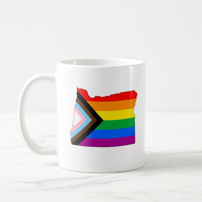Oregon Staatsstolz LGBTQ Progress Prix Kaffeetasse (Links)