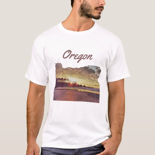 Oregon Sunset Staat Anpassbares Cutout T-Shirt (Vorderseite)