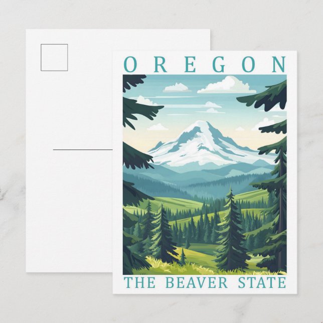 Oregon the Beaver Staat USA Travel Place Postkarte (Vorne/Hinten)