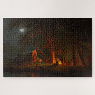 Oregon Trail Conestoga Wagon Mondschein-Lagerfeuer