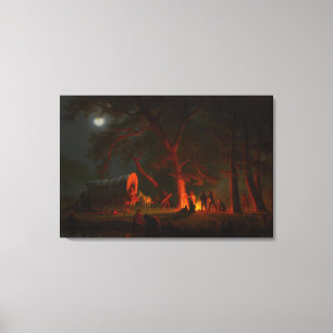 Oregon Trail Conestoga Wagon Moonlight Campingplat Leinwanddruck