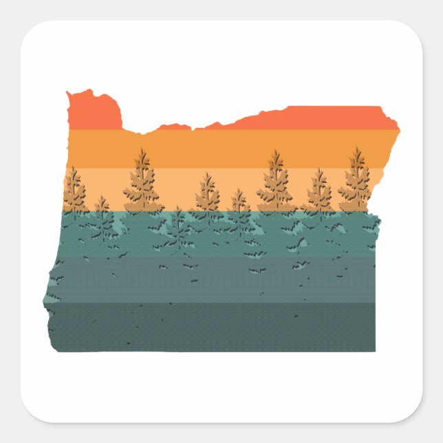 Oregon Tree Silhouette Quadratischer Aufkleber (Vorderseite)