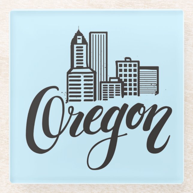 Oregon Typografie Glasuntersetzer (Vorderseite)
