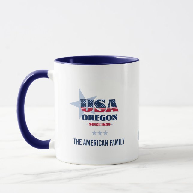 Oregon USA 1859 Blue Star Personalized Mug Tasse (Links)