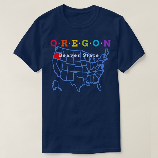 Oregon USA Beaver Staat mit Karte T-Shirt (Design vorne)