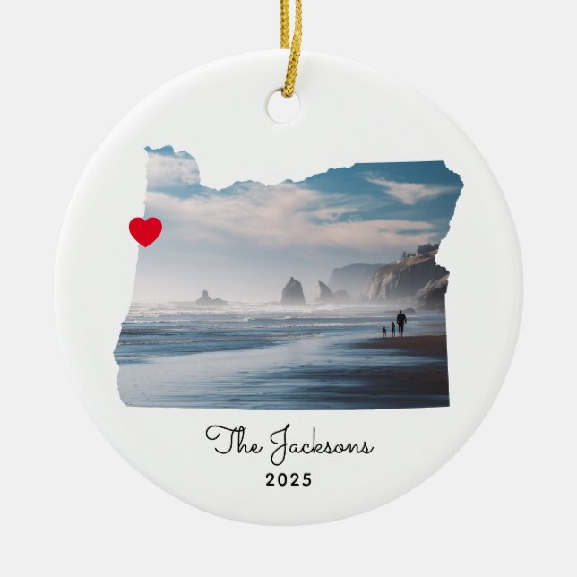 Oregon Vacation Foto Rotes Herz Keramik Ornament (Vorne)