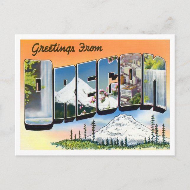 Oregon Vintag Big Letters Postcard Postkarte (Vorderseite)