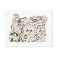 Oregon Vintag Picture Map Staat Chart