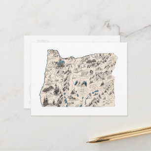 Oregon Vintage-Bildkarte Antique-Staatskarte Postkarte