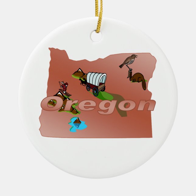 Oregon-Weihnachtsbaum-Verzierung Keramikornament (Vorne)