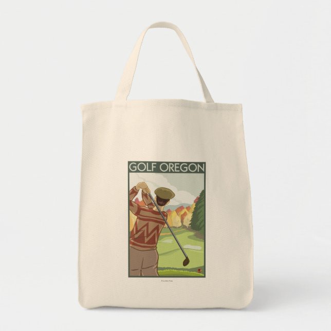 OregonGolf Scene Vintage Travel Poster Tragetasche (Vorne)
