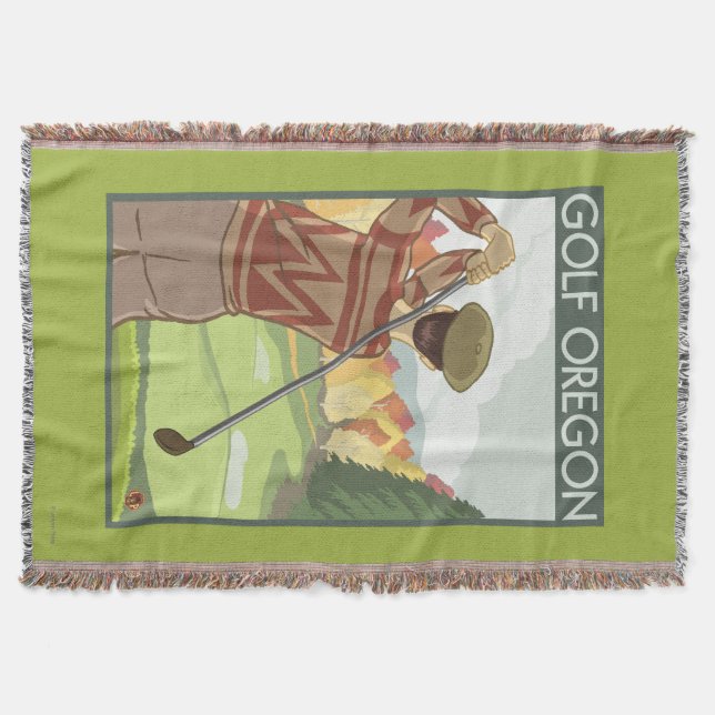 OregonGolf Szenen-Vintages Reise-Plakat Decke (Vorderseite)