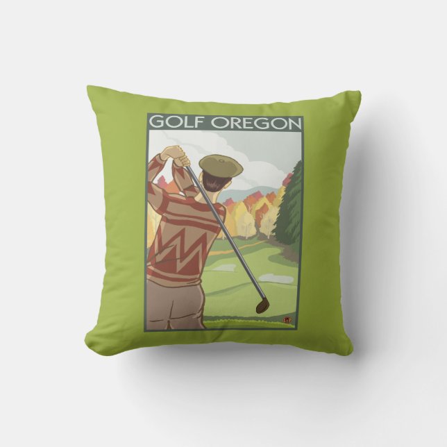 OregonGolf Szenen-Vintages Reise-Plakat Kissen (Vorderseite)