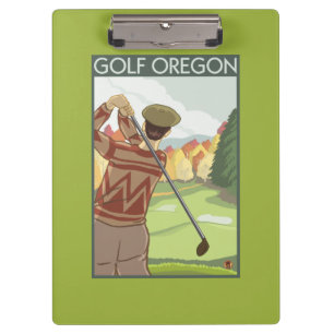 OregonGolf Szenen-Vintages Reise-Plakat Klemmbrett