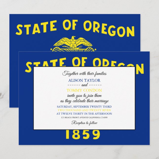 Oregonische Flagge, Flagge von Oregon Hochzeit Einladung (Vorne/Hinten)