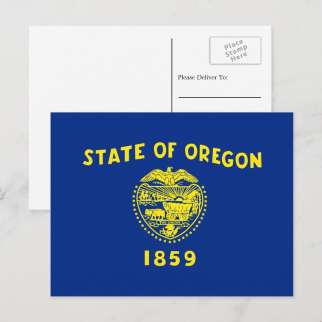 Oregonische Flagge, Flagge von Oregon Postkarte (Vorne/Hinten)