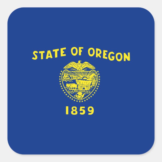 Oregonische Flagge, Flagge von Oregon Quadratischer Aufkleber (Vorderseite)