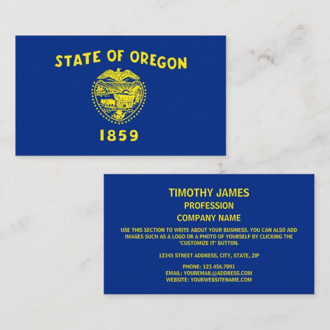 Oregonische Flagge, Flagge von Oregon Visitenkarte (Vorne/Hinten)