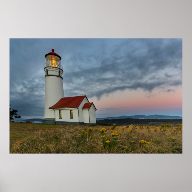 Oregons ältester Leuchtturm am Cape Blanco Staat Poster (Vorne)