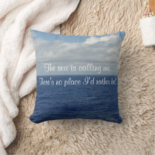 Oreiller 16 x 16 Ocean Nom Personnalisé Mer Bleue