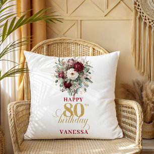 Oreiller 80e Anniversaire Burgundy Sophistiqué