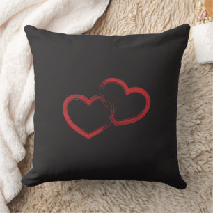 Oreiller à double coeur rouge