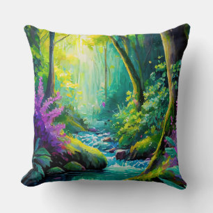Oreiller à jet de la rivière Mystic Forest