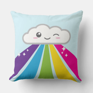 Oreiller à jet de nuage et arc-en-ciel Kawaii