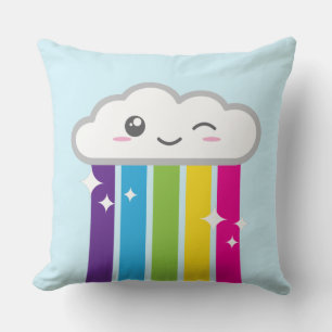 Oreiller à jet de nuage et arc-en-ciel Kawaii