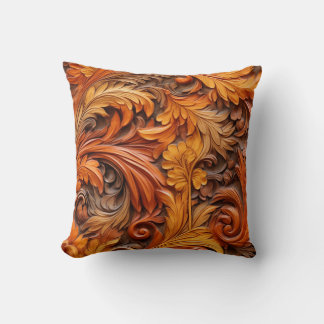oreiller à jet floral orange brûlé 3d