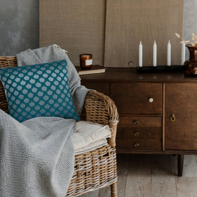 Oreiller à jet turquoise Damask (Créateur téléchargé)