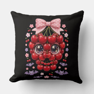 Oreiller à jeté à crâne cerise avec noeud papillon