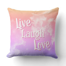 Oreiller à jeter Live Laugh Love | Nuages roses vi