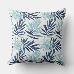 Oreiller à lancer à feuille d'eau et de palme blan