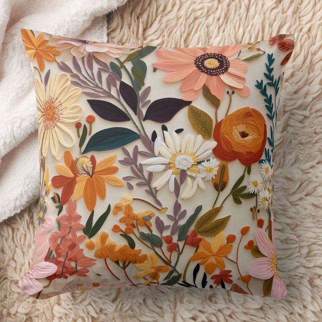 Oreiller à lancer à motifs floraux (Floral Pattern Throw Pillow)