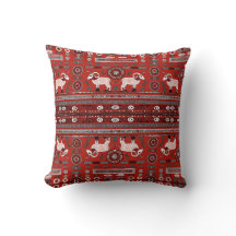 Oreiller à lancer africain contemporain - Rouge et