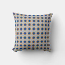 Oreiller à lancer bleu beige et gris Polkadot