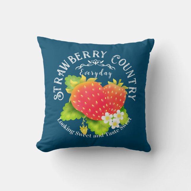 Oreiller à lancer bleu fraise (Recto)